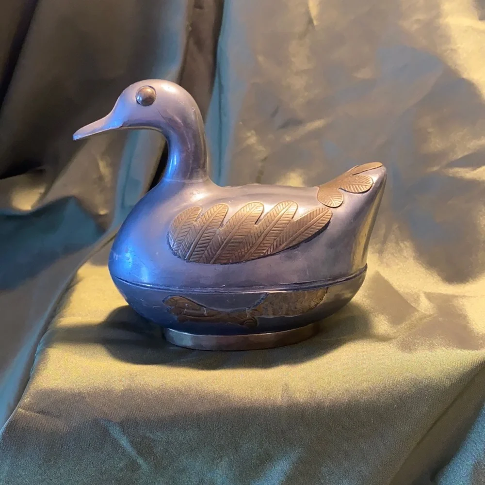 Brass and pewter Duck box.